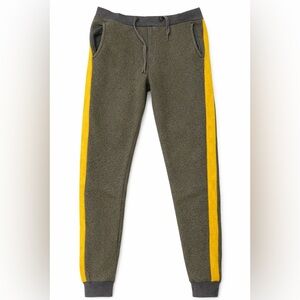 Olive Green Joggers with Yellow Side Stripe